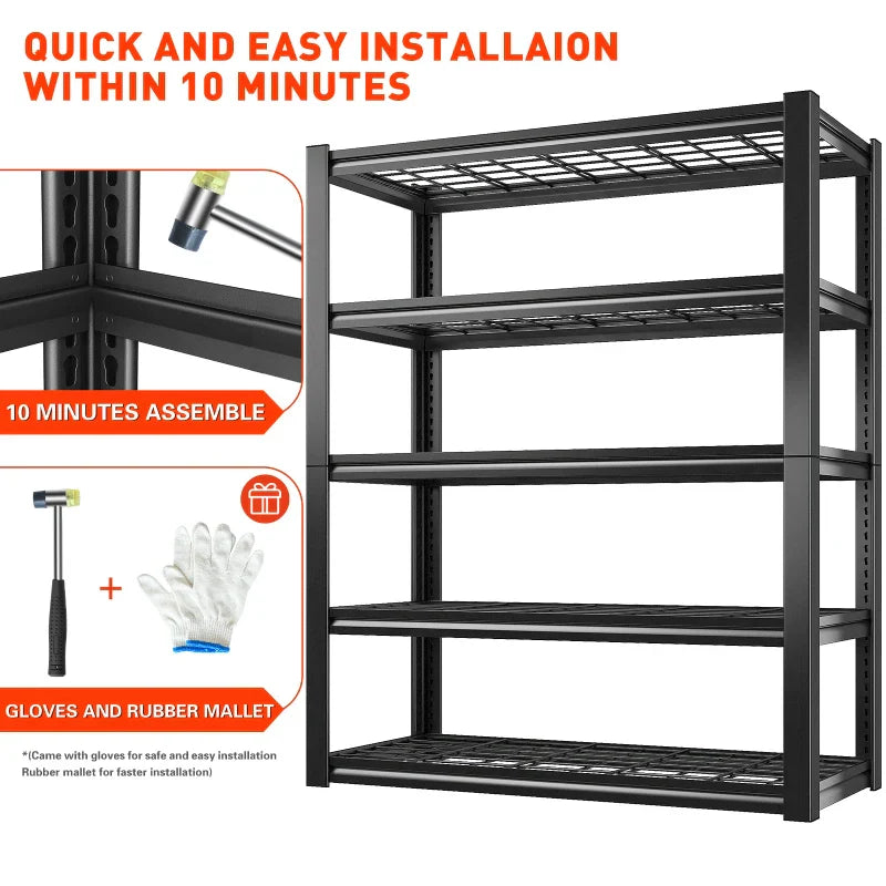 【🔥Factory Direct Clearout Sale🔥】72"H 5-Tier Storage Shelves for Basement 2550LBS Adjustable Shelving for Garage Warehouse Pantry