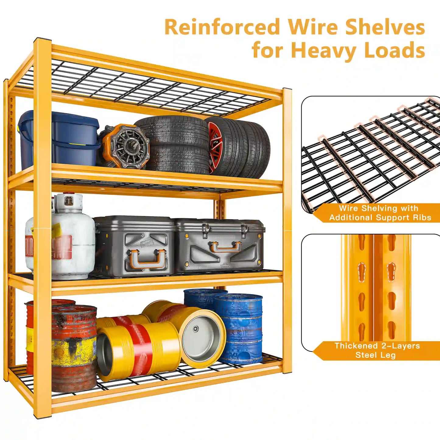 【🔥Factory Direct Clearout Sale🔥】4 Tier Shelves 60"H Garage Storage Shelves 2200 LBS Free Assembly Tools Included for Garage Organization
