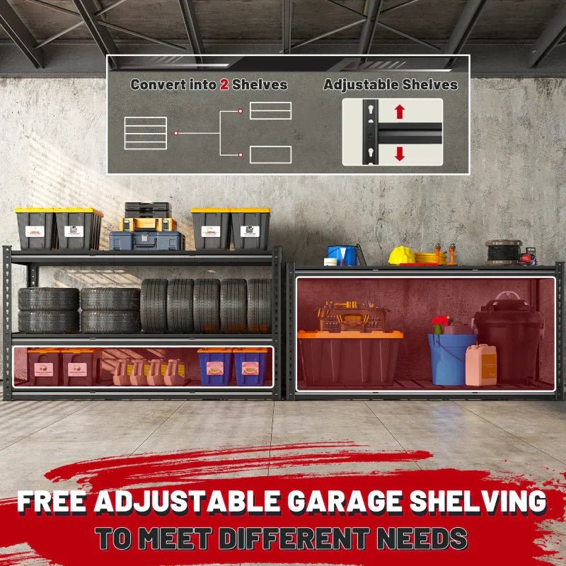 【🔥Factory Direct Clearout Sale🔥】55“W x 72"H 3000LBS Metal Garage Storage Racks Basement Shelving Adjustable Industrial Shelving for Garage, Warehouse, Pantry