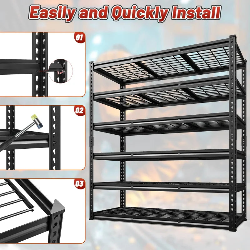 【🔥Factory Direct Clearout Sale🔥】24"in X 78"in Bin Shelves 3600LBS Industrial Shelving Units 6 Tiers Black Shelf Shelves For Garage, Warehouse, Pantry Organization