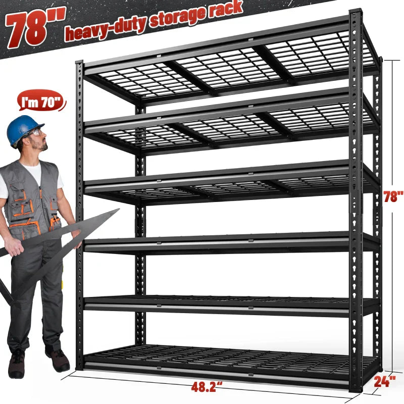 【🔥Factory Direct Clearout Sale🔥】24"in X 78"in Bin Shelves 3600LBS Industrial Shelving Units 6 Tiers Black Shelf Shelves For Garage, Warehouse, Pantry Organization