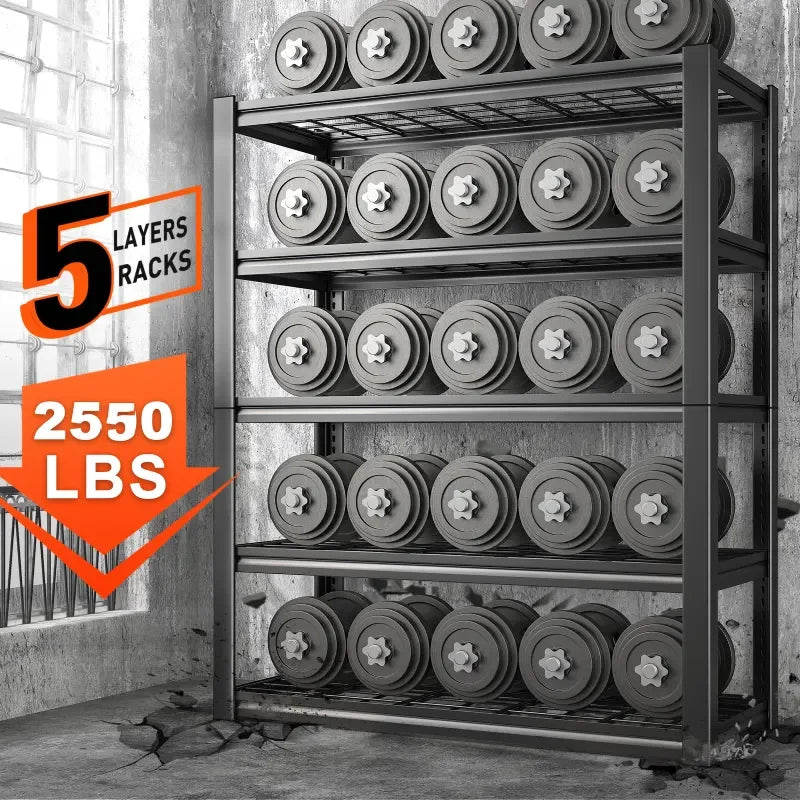 【🔥Factory Direct Clearout Sale🔥】72"H 5-Tier Storage Shelves for Basement 2550LBS Adjustable Shelving for Garage Warehouse Pantry