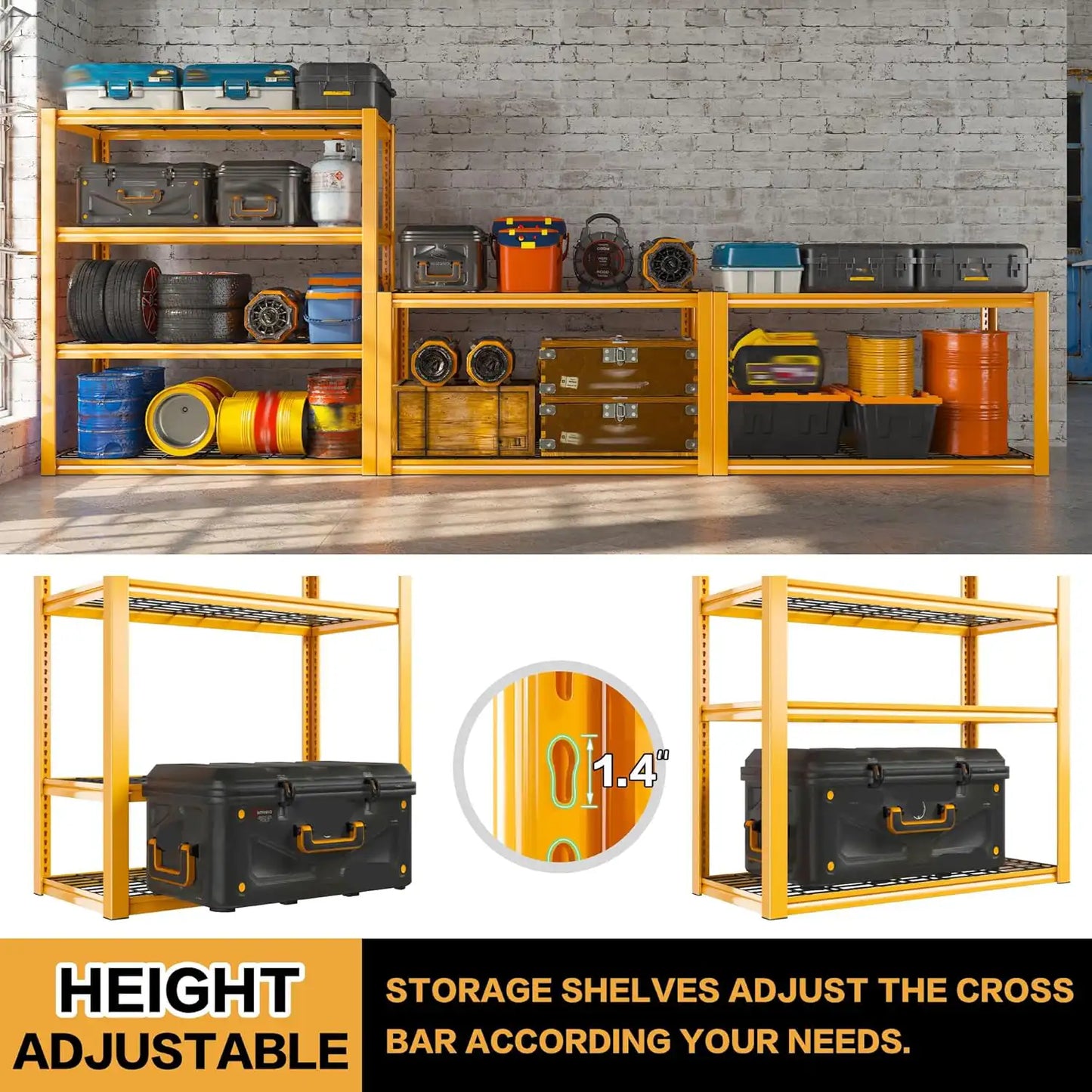 【🔥Factory Direct Clearout Sale🔥】4 Tier Shelves 60"H Garage Storage Shelves 2200 LBS Free Assembly Tools Included for Garage Organization