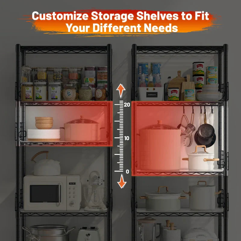 【🔥Factory Direct Clearout Sale🔥】21.7"W Wire Shelving Units, 5-Tier Adjustable Metal Shelves with 5 Hooks & Shelf Liners, Storage Rack for Pantry Bathroom Dorm