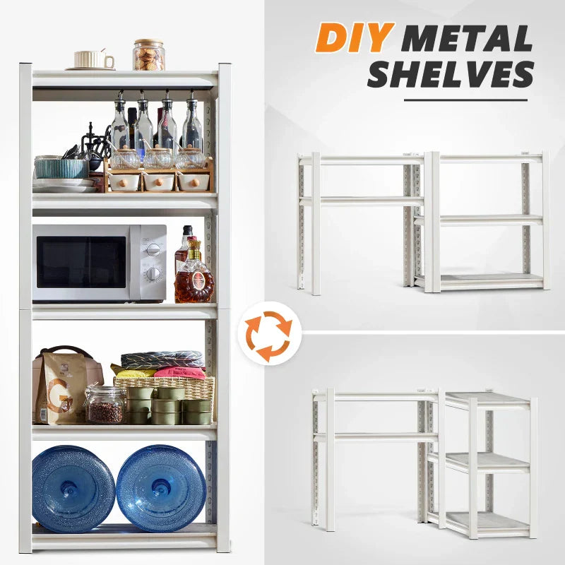【🔥Factory Direct Clearout Sale🔥】5 Tier Laminated Metal Shelving Unit Adjustable Storage Utility Rack Heavy Duty Shelves for Kitchen Garage Pantry