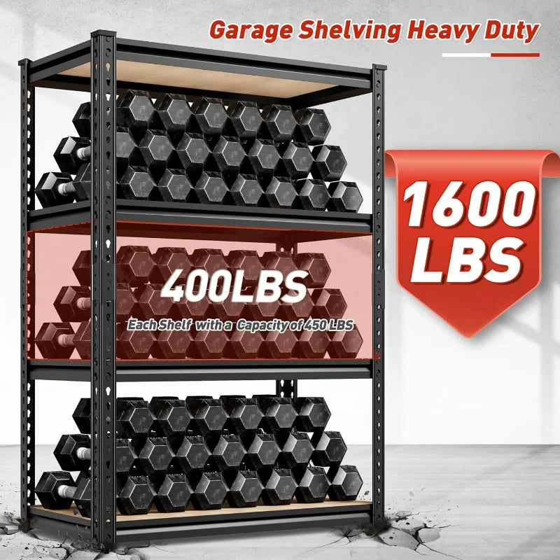 【🔥Factory Direct Clearout Sale🔥】24''W Storage Shelves 1600lbs, 4-Tier Adjustable Metal Shelving, Sturdy Stoarge Rack for Garage Kitchen Basement