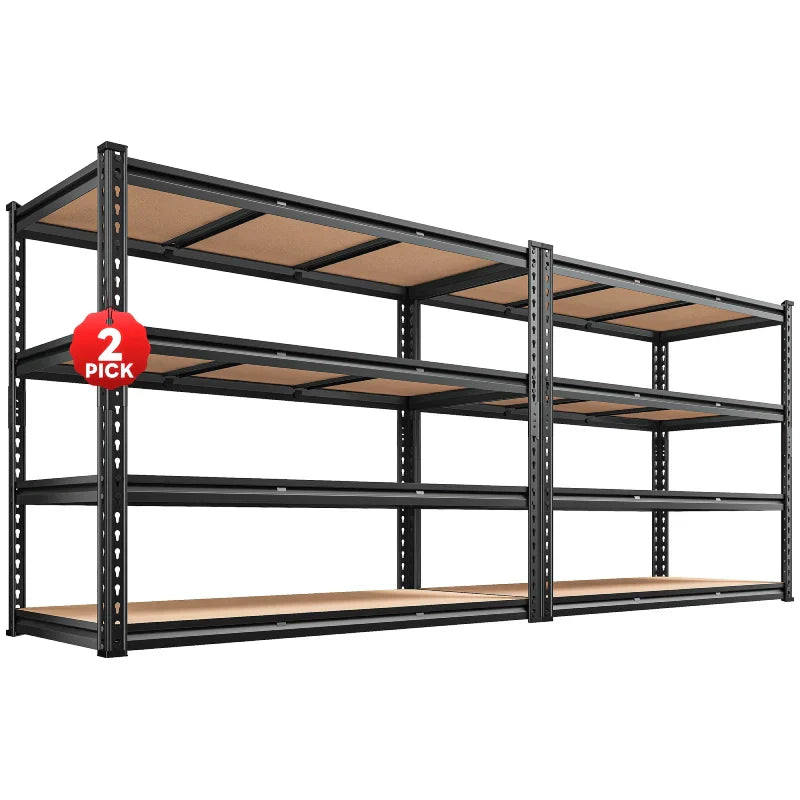 【🔥Factory Direct Clearout Sale🔥】2 Pack Garage Shelf, 48.2''W Adjustable Steel Shelving Rack Load 3000lbs, Boltless Shelving for Basement Warehouse Commercial