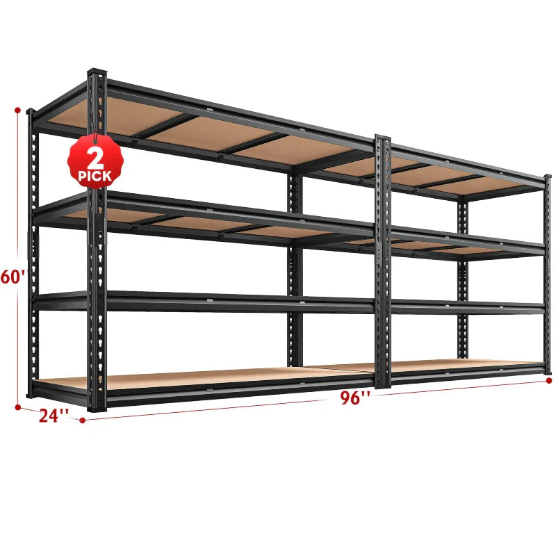 【🔥Factory Direct Clearout Sale🔥】2 Pack Garage Shelf, 48.2''W Adjustable Steel Shelving Rack Load 3000lbs, Boltless Shelving for Basement Warehouse Commercial