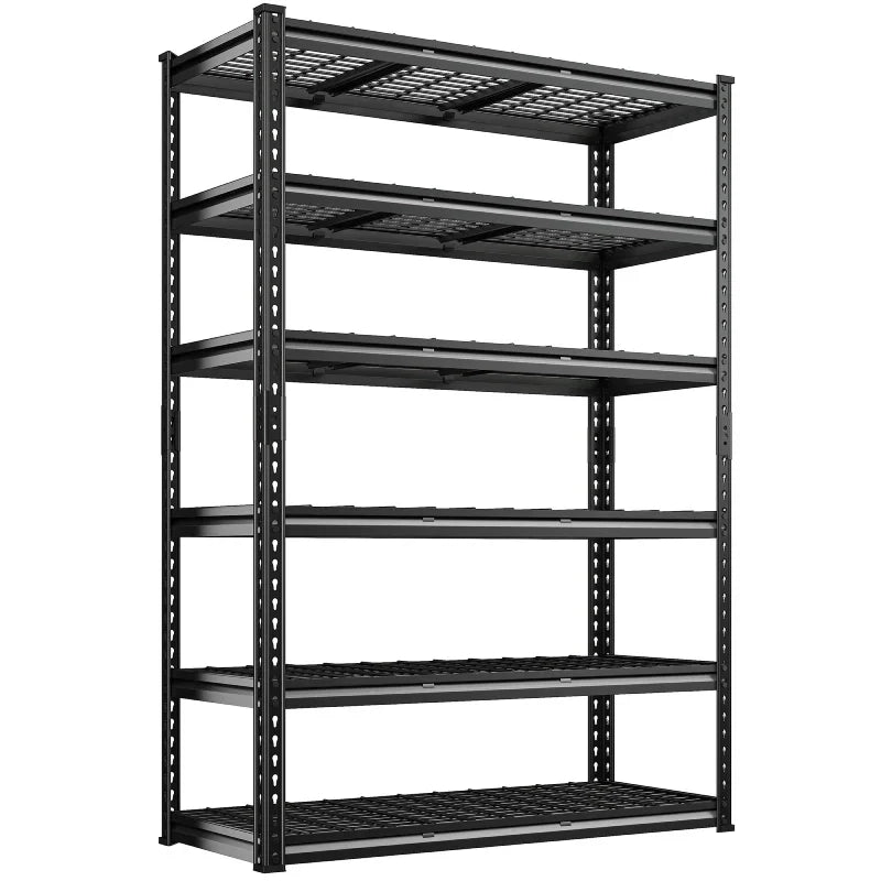 【🔥Factory Direct Clearout Sale🔥】48"in x 18"in Heavy Duty Metal Shelving 3300LBS Industrial Storage Shelves 6 Tires Black Shelves Adjustable Shelving food store shelves for Garage,Warehouse,Basement