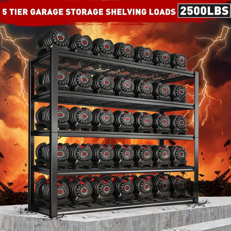 【🔥Factory Direct Clearout Sale🔥】5 Tier 48"W x 72.2"H Storage Shelves for Basement 2500LBS Metal Shelving Unit for Garage, Warehouse, Industrial, basement