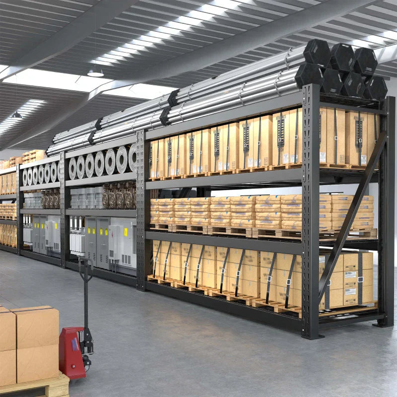 【🔥Factory Direct Clearout Sale🔥】shelves 4-Tier Industrial Storage Rack 77.2"W 8500LBS Shelves with Metal Heavy Duty Garage Shelving Adjustable Shelving for Warehouse, Industrial, basement, Laboratory
