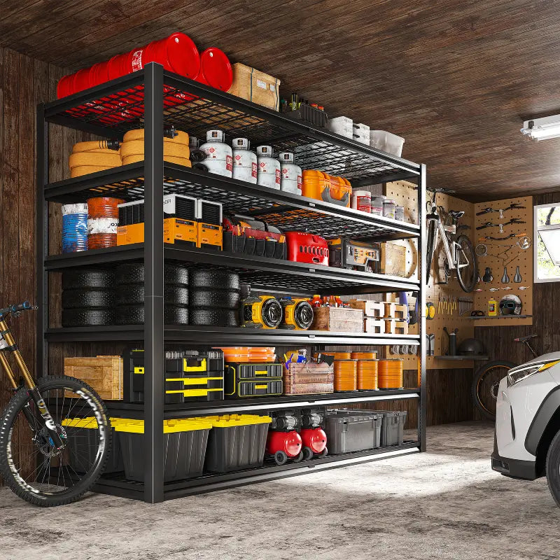 【🔥Factory Direct Clearout Sale🔥】55.2"W Heavy Duty Garage Shelving 5 Tiers Storage Shelves 3000LBS Pantry Rust-Proof Industrial Shelving for Warehouse, Basement & Commercial