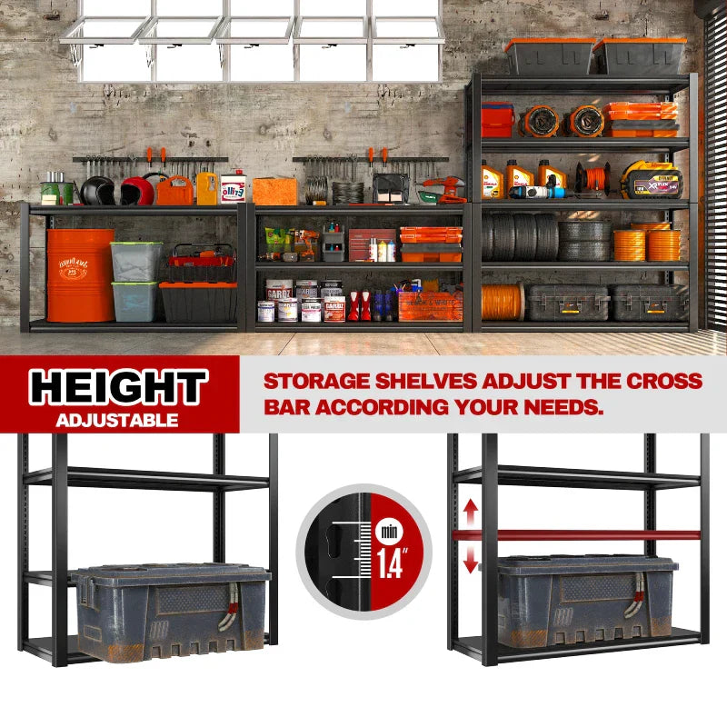 【🔥Factory Direct Clearout Sale🔥】5 Tier 72"H Garage Shelving,Adjustable Steel Storage Shelves 2600lbs for Warehouse,Basement,Garage,Industrial