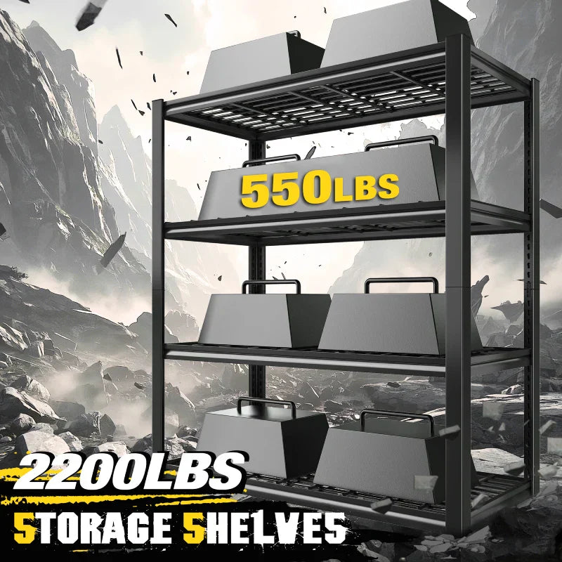 【🔥Factory Direct Clearout Sale🔥】59.9H 4 Tiers Industrial Shelves Adjustable Shelving for Garage Warehouse Basement Loads 2200LBS