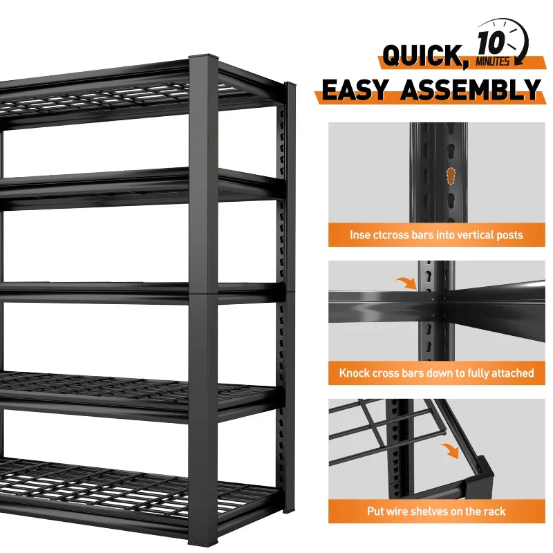 【🔥Factory Direct Clearout Sale🔥】2 Packs 72" H 2500LBS Storage Shelves 5-tier Adjustable Shelving Units for Basement kitchen Garage Pantry