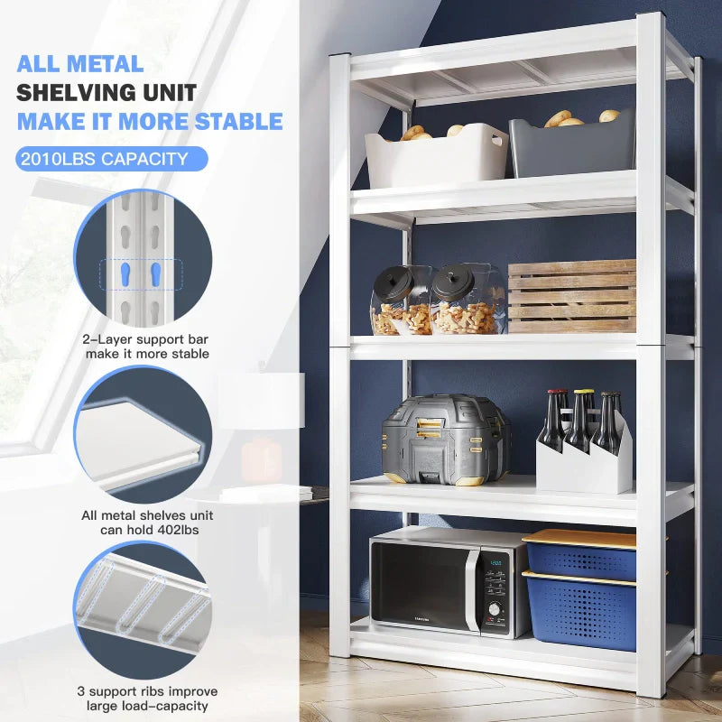 【🔥Factory Direct Clearout Sale🔥】31.5"W 6-Tier Garage Shelving 2000LBS Metal Shelving Heavy Duty White Shelves for Closet Pantry Kitchen