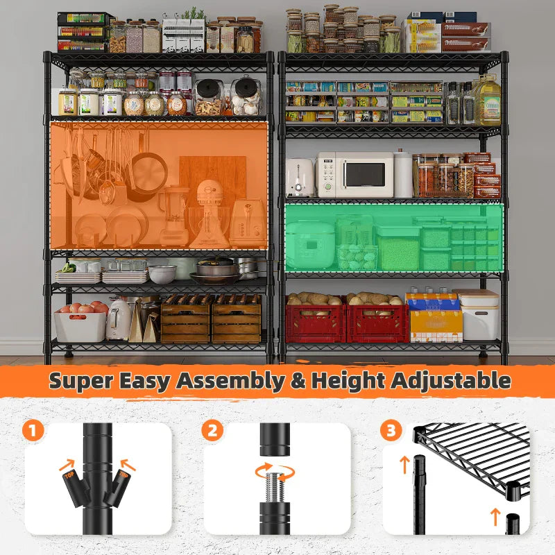 【🔥Factory Direct Clearout Sale🔥】Tall Wire Shelving Units,Adjustable Outdoor Metal Shelves, Storage Shelves for Kitchen Pantry Dorm