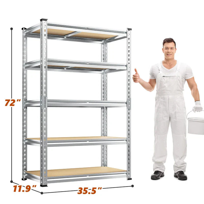 【🔥Factory Direct Clearout Sale🔥】35.5"W Garage Shelving, 5-Tier Adjustable Metal Shelves, Storage Rack for Kitchen Pantry Basement, Galvanized