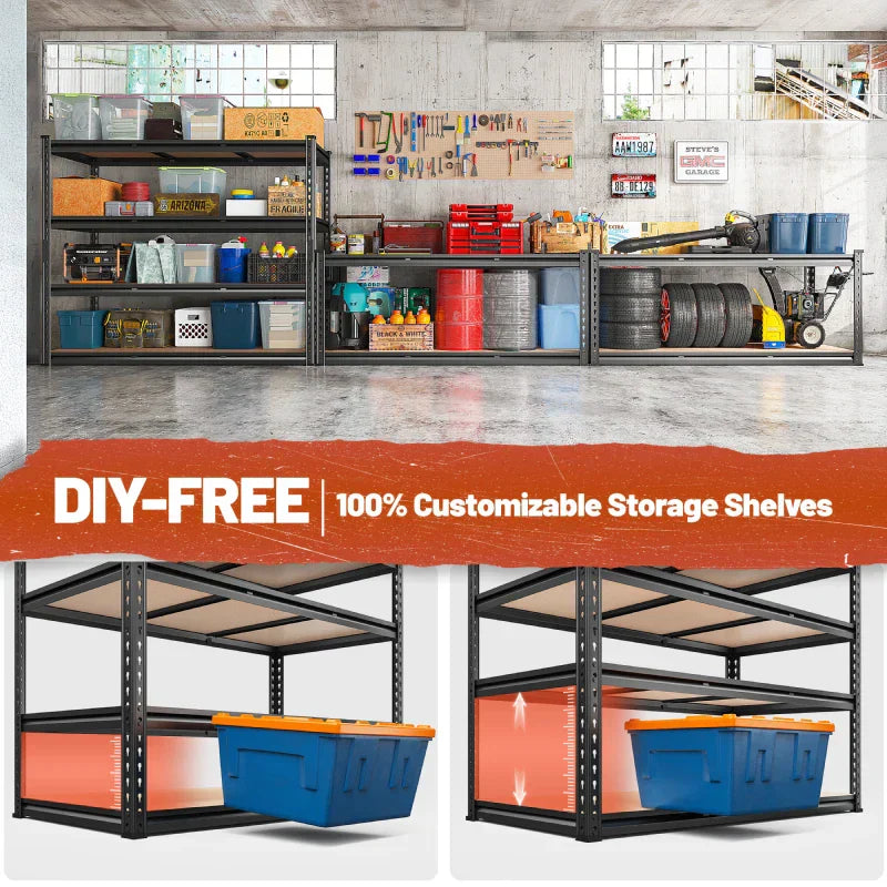 【🔥Factory Direct Clearout Sale🔥】2 Pack Garage Shelf, 48.2''W Adjustable Steel Shelving Rack Load 3000lbs, Boltless Shelving for Basement Warehouse Commercial
