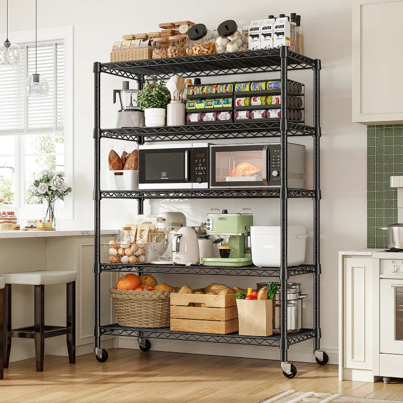 【🔥Factory Direct Clearout Sale🔥】35.5"W Metal Wire Shelving with Wheels, Adjustable Outdoor Shelves with Casters for Kitchen, Pantry & Dorm