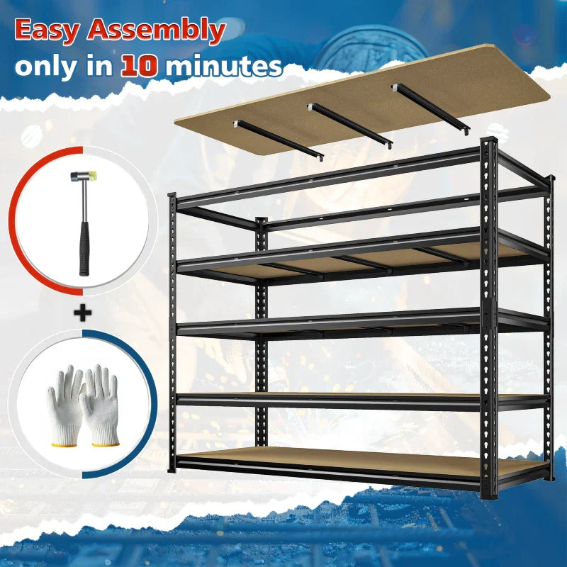 【🔥Factory Direct Clearout Sale🔥】59.8”W Boltless Shelving Units, 6-Tier Heavy Duty Steel Garage Shelf Load 3000lbs, Commercial Shelving Rack for Pantry Kitchen Basement