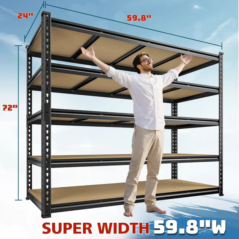 【🔥Factory Direct Clearout Sale🔥】59.8”W Boltless Shelving Units, 6-Tier Heavy Duty Steel Garage Shelf Load 3000lbs, Commercial Shelving Rack for Pantry Kitchen Basement