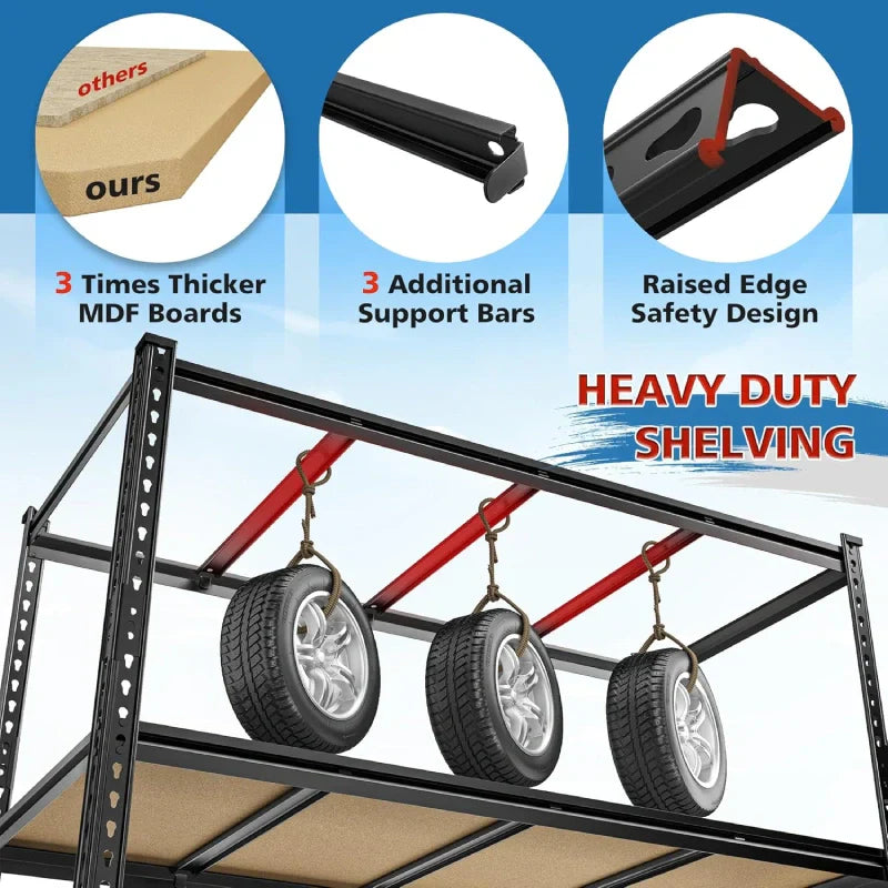 【🔥Factory Direct Clearout Sale🔥】59.8”W Boltless Shelving Units, 6-Tier Heavy Duty Steel Garage Shelf Load 3000lbs, Commercial Shelving Rack for Pantry Kitchen Basement