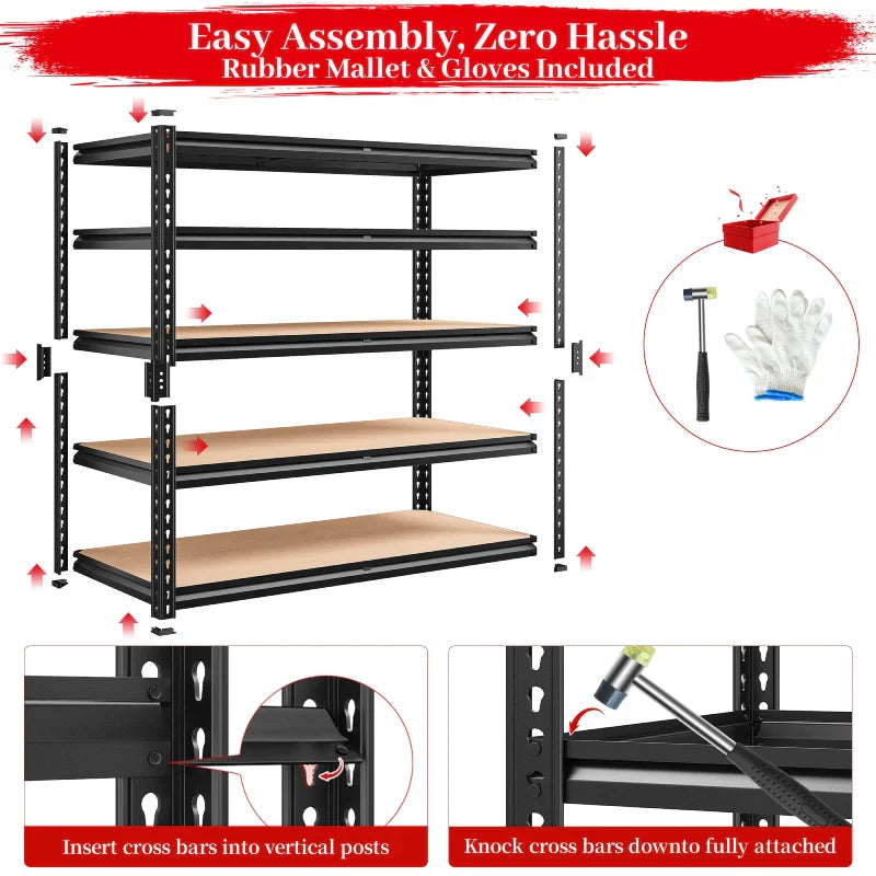 【🔥Factory Direct Clearout Sale🔥】40"W x 20"D Freestanding Garage Shelving, 2,500lbs Heavy Duty Steel Shelves, Adjustable Commercial Shelving Racks for Basement Pantry Kitchen