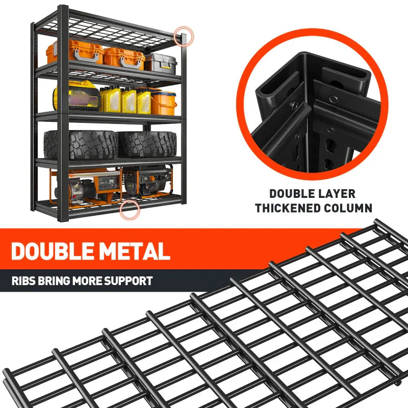【🔥Factory Direct Clearout Sale🔥】72"H 5-Tier Storage Shelves for Basement 2550LBS Adjustable Shelving for Garage Warehouse Pantry
