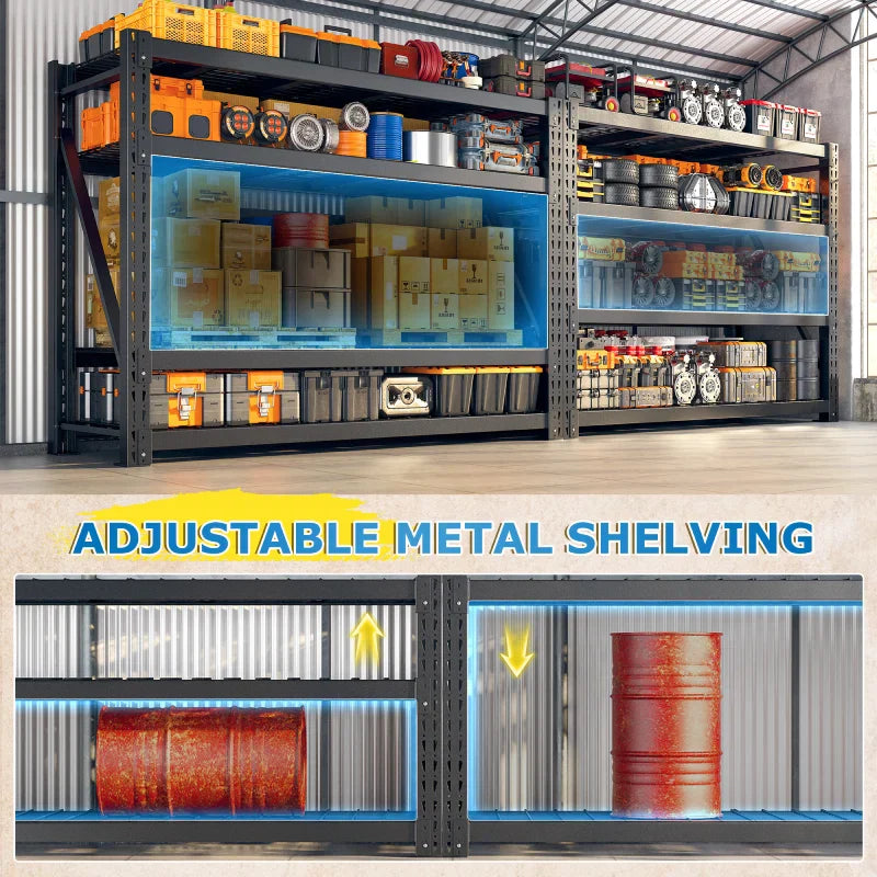 【🔥Factory Direct Clearout Sale🔥】60"W 11000LBS Ultra Heavy-Duty Garage Shelving 72" H Industrial Shelving Adjustable 4-Tier Metal Garage Shelving Unit for Warehouse, Commercial, Shop, Basement