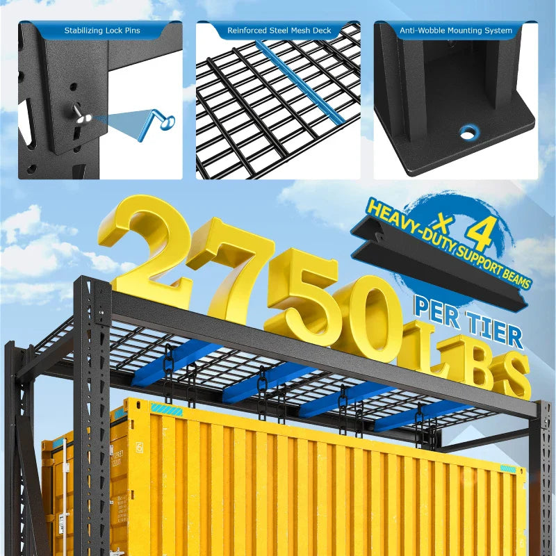 【🔥Factory Direct Clearout Sale🔥】60"W 11000LBS Ultra Heavy-Duty Garage Shelving 72" H Industrial Shelving Adjustable 4-Tier Metal Garage Shelving Unit for Warehouse, Commercial, Shop, Basement