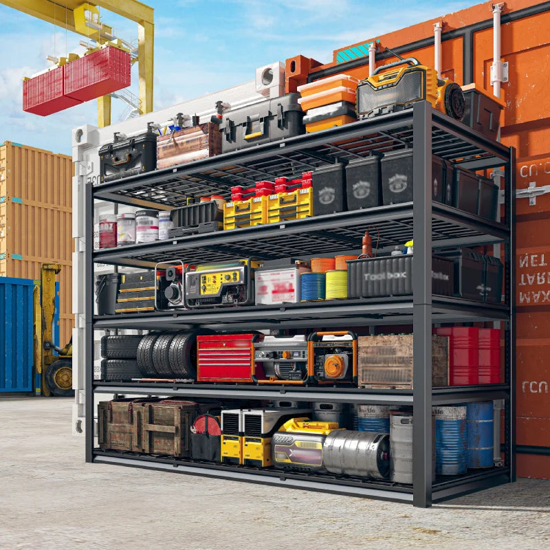 【🔥Factory Direct Clearout Sale🔥】60" W Industrial Storage Rack Adjustable Heavy Duty Garage Shelving Rust-Resistant Garage Storage Shelves for Garage, Warehouse, Basement