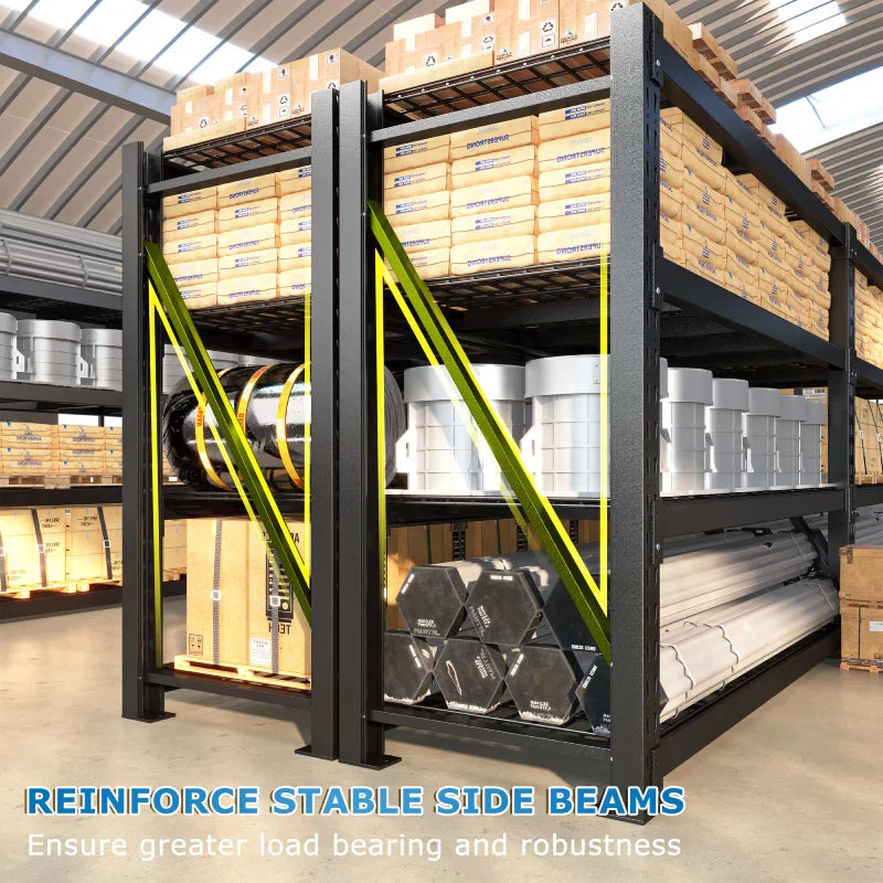 【🔥Factory Direct Clearout Sale🔥】60"W 11000LBS Ultra Heavy-Duty Garage Shelving 72" H Industrial Shelving Adjustable 4-Tier Metal Garage Shelving Unit for Warehouse, Commercial, Shop, Basement