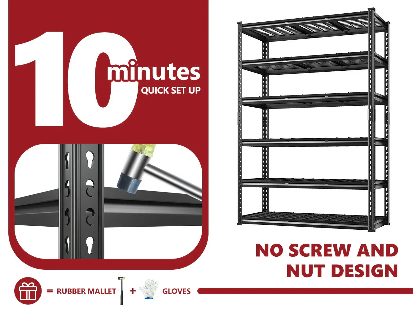 【🔥Factory Direct Clearout Sale🔥】48"in x 18"in Heavy Duty Metal Shelving 3300LBS Industrial Storage Shelves 6 Tires Black Shelves Adjustable Shelving food store shelves for Garage,Warehouse,Basement