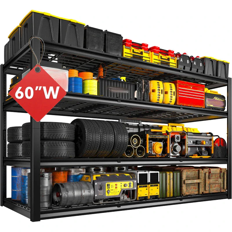 【🔥Factory Direct Clearout Sale🔥】60" W Industrial Storage Rack Adjustable Heavy Duty Garage Shelving Rust-Resistant Garage Storage Shelves for Garage, Warehouse, Basement