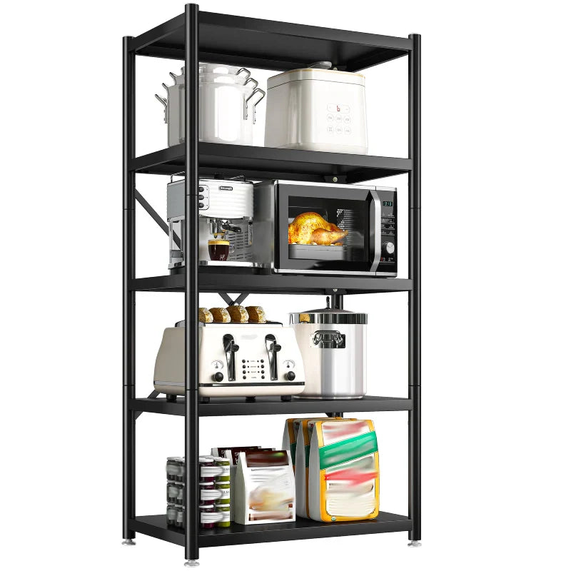 【🔥Factory Direct Clearout Sale🔥】5-Tier BookShelf Steel Wire Shelving with Wheels 31.5"W Living Room Rack WaterProof Bathroom Storage Shelf