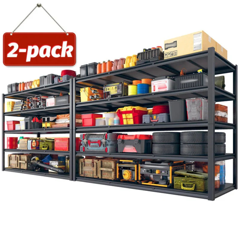 【🔥Factory Direct Clearout Sale🔥】2-Pack 60"W 5-Tier Garage Shelves 6000LBS Heavy Duty Garage Shelving Adjustable & Anti-Scratch Garage Shelving for Basement Warehouse