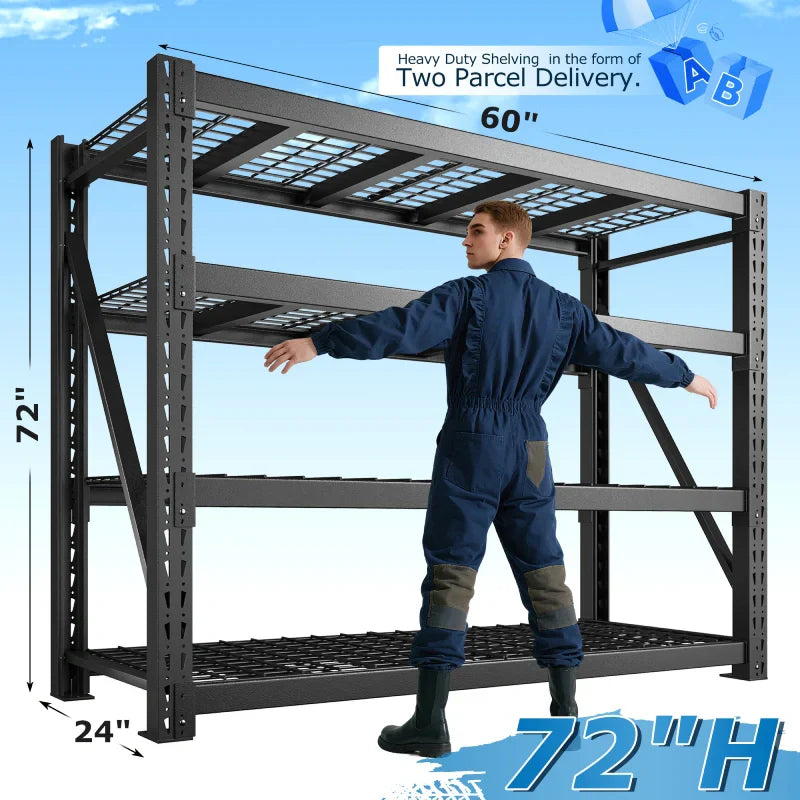 【🔥Factory Direct Clearout Sale🔥】Steel Heavy Duty Shelving Adjustable Industrial Storage Racks Shop Shelves for Garage Organization Basement, Warehouse, Industrial