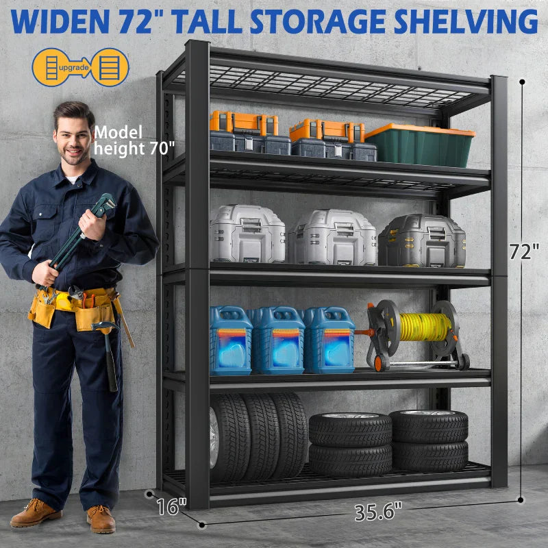 【🔥Factory Direct Clearout Sale🔥】2 Packs 35.6"W Steel Shelving 2500LBS Heavy Duty Storage Shelves Adjustable Storage Shelves for Garage, Kitchen,Basement