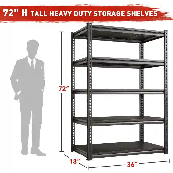 【🔥Factory Direct Clearout Sale🔥】Shelves 2000 Lbs, Garage Shelving 5 Tier Adjustable Black Metal Shelf