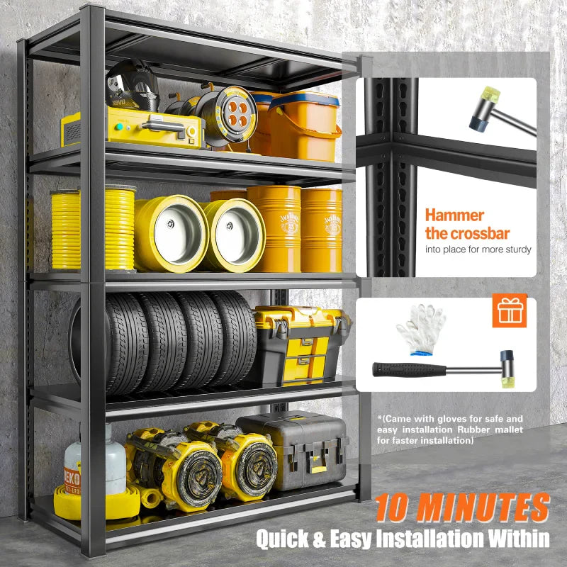 【🔥Factory Direct Clearout Sale🔥】32"W Garage Shelving Heavy Duty, 2000lbs Adjustable Garage Storage Shelves 5 Tier Metal Shelving for Basement Pantry Warehouse Garage