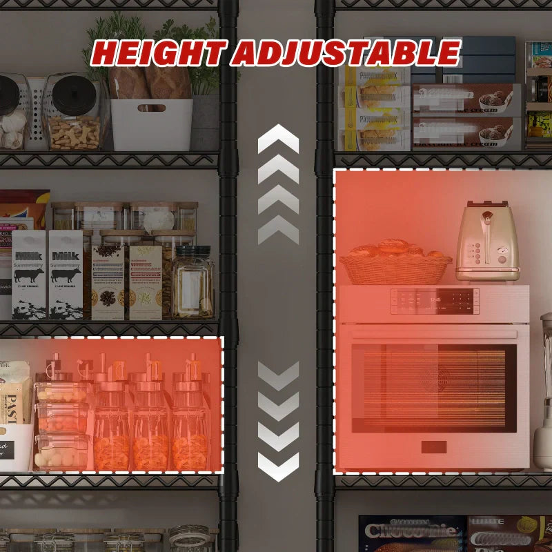【🔥Factory Direct Clearout Sale🔥】60''W X 82.6" H Wire Shelves on Wheels, 3598 lbs Heavy Duty Commercial Shelving Rack, Adjustable Steel Shelves for Kitchen Pantry