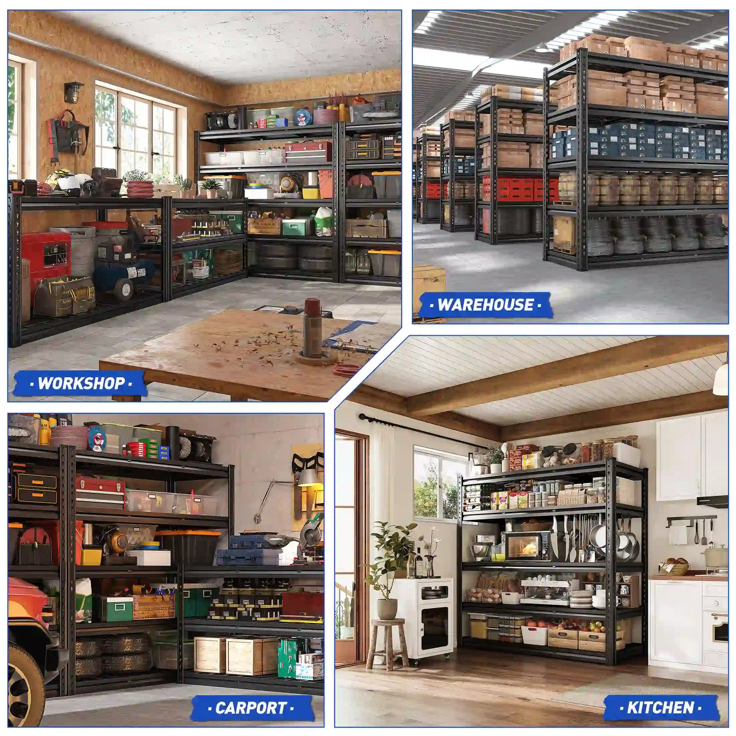 【🔥Factory Direct Clearout Sale🔥】Food Store Shelves 5-Tier Adjustable Shelving 48"W x 72"H 2750 LBS for kitchen, Warehouse, Basement, Workshop