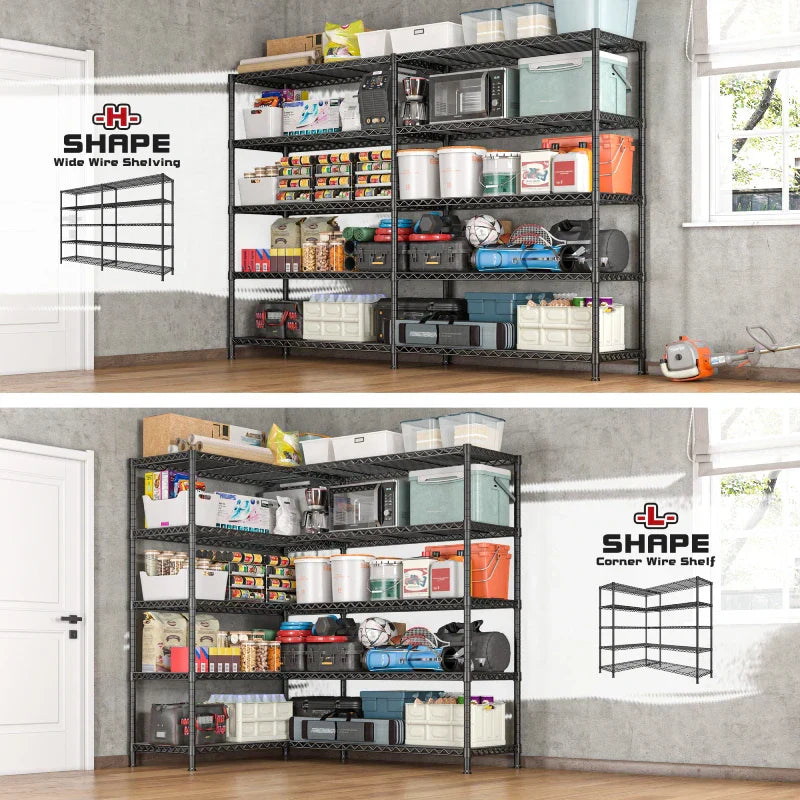 【🔥Factory Direct Clearout Sale🔥】72.8” W Metal Shelving Units, Adjustable Wire Shelves for Storage, 5-Wire Shelving Rack for Pantry Kitchen Supermarket
