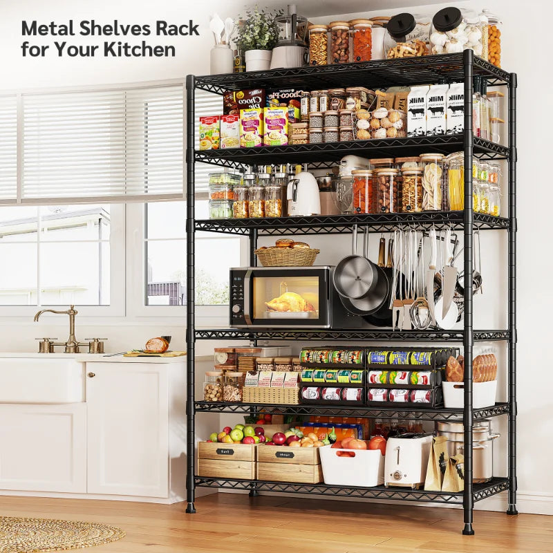 【🔥Factory Direct Clearout Sale🔥】35.4"W Wire Shelving Units, 6-Tier Adjustable, Metal Wire Shelves for Pantry Kitchen Commercial 1200lbs Total Capacity