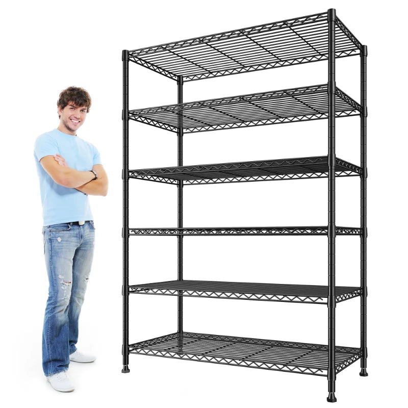 【🔥Factory Direct Clearout Sale🔥】35.4"W Wire Shelving Units, 6-Tier Adjustable, Metal Wire Shelves for Pantry Kitchen Commercial 1200lbs Total Capacity
