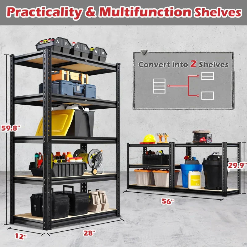【🔥Factory Direct Clearout Sale🔥】5-Tier Boltless Shelving Units, 2020 lbs Adjustable Steel Garage Shelving Racks for Basement Kitchen Closet