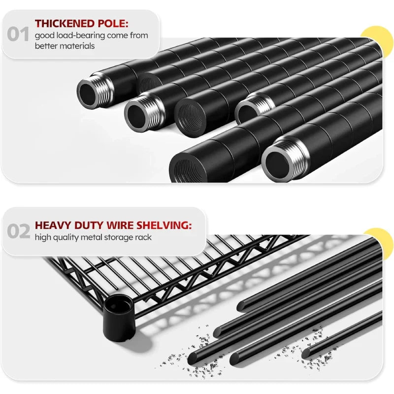 【🔥Factory Direct Clearout Sale🔥】75.6"H x 56"W Mobile Wire Shelving Units, 2,600lbs Heavy Duty Steel Shelving Rack, Adjustable Storage Shelves for Garage Kichen Commercial