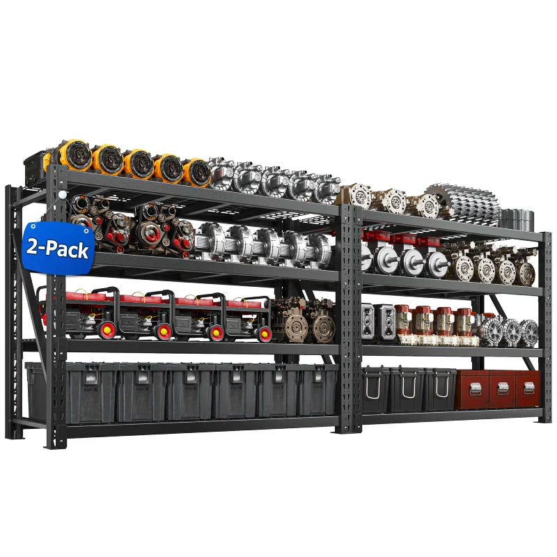 【🔥Factory Direct Clearout Sale🔥】60"W 11000LBS Ultra Heavy-Duty Garage Shelving 72" H Industrial Shelving Adjustable 4-Tier Metal Garage Shelving Unit for Warehouse, Commercial, Shop, Basement