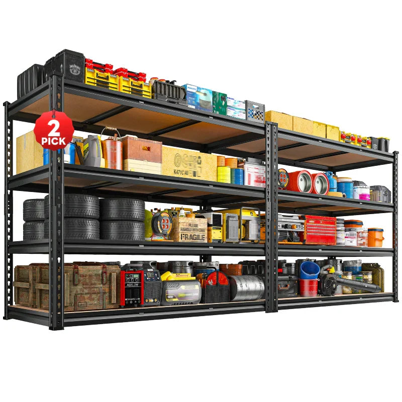 【🔥Factory Direct Clearout Sale🔥】2 Pack Garage Shelf, 48.2''W Adjustable Steel Shelving Rack Load 3000lbs, Boltless Shelving for Basement Warehouse Commercial